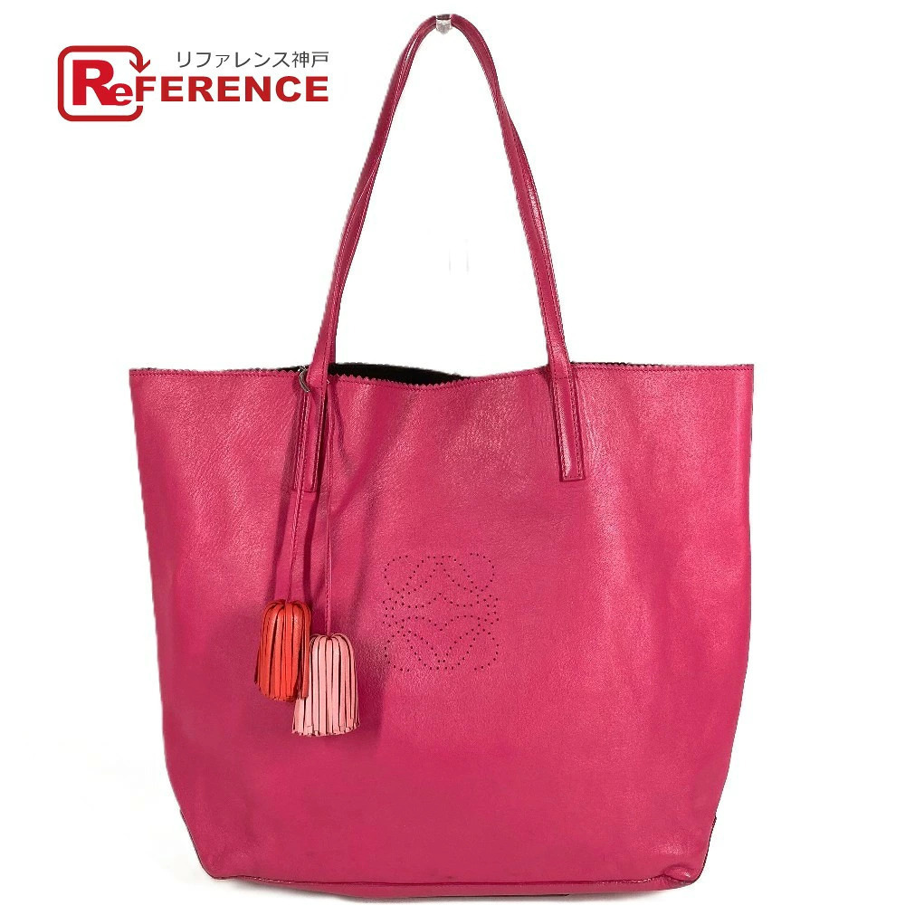 Loewe Nappa Leather Anagram Shoulder Bag Tote Tassel Fringe Pink - Picture 1 of 6